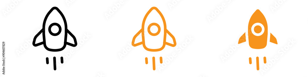 Aufkleber rocket spaceship startup icon set space exploration illustrations for technology and innovation