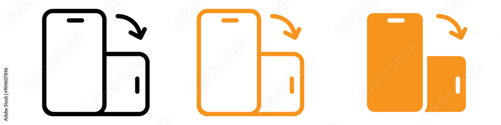 Poster rotate phone icon set orientation change illustrations for mobile and technology