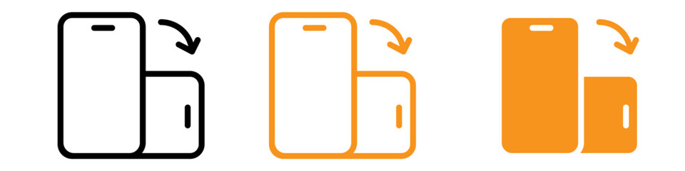 Rotate Phone Icon Set Orientation Change Illustrations for Mobile and Technology