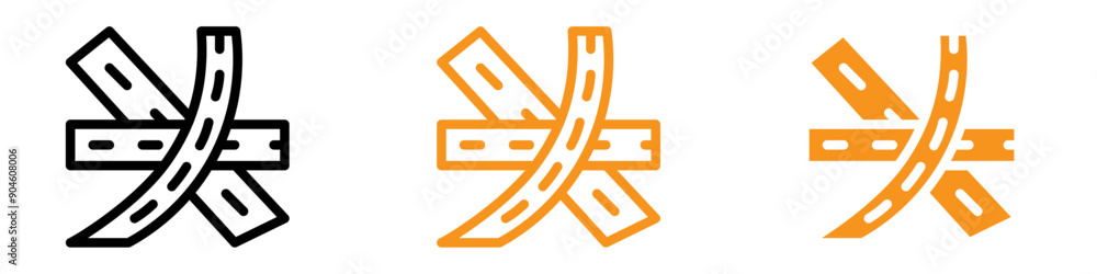 Poster multi-level junction icon set traffic and roadway illustrations for transportation projects