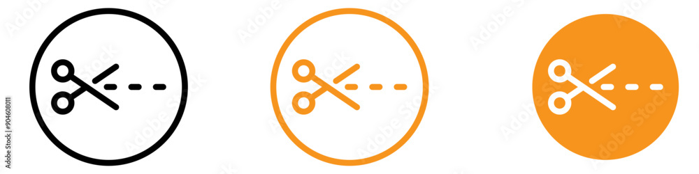 Poster scissors trim cut icon set cutting tool illustrations for craft and office projects