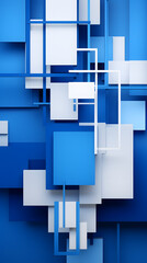Technology blue and white squares stacked abstract graphic poster background