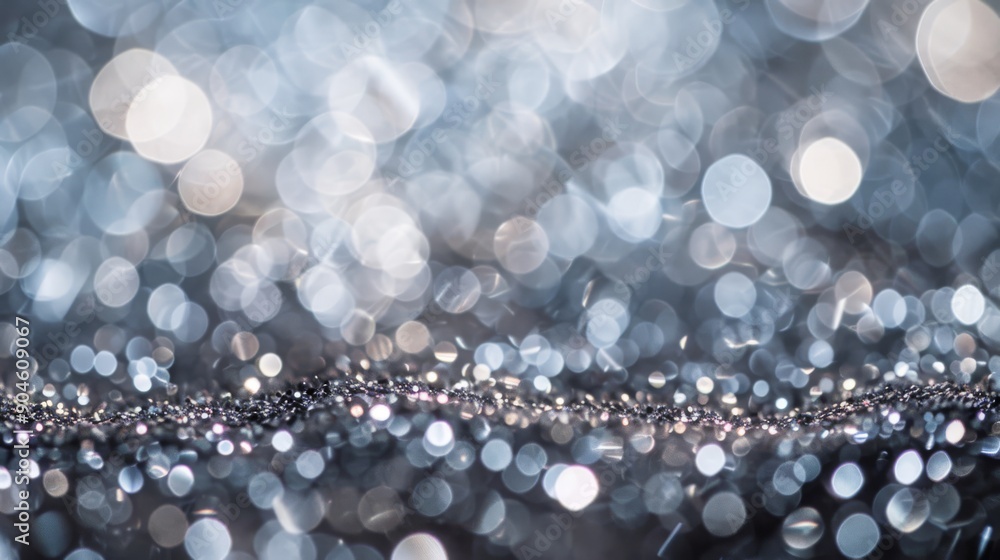 Poster silver glitter background with bokeh effect adds elegance and glamor to design projects