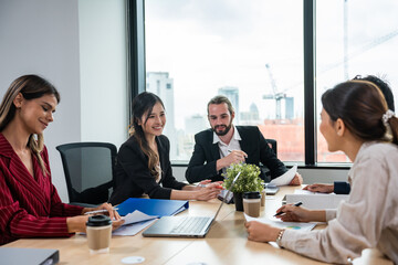 Group of multi-Ethnic businessman and businesswoman working in office. 