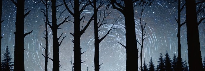 Obraz premium Night Sky Through Trees.