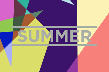 Colorful flat abstract geometric psychedelic pop art poster background for summer design