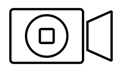 Video Camera Camecorder Recording Icon Sign Symbol In Strokes Vector Illustration