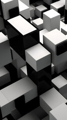 Technology black and white squares stacked abstract graphic poster background