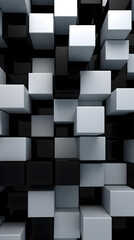 Technology black and white squares stacked abstract graphic poster background
