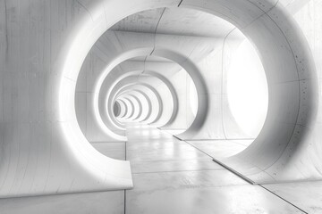 Obraz premium Abstract Tunnel of Circular Concrete Walls