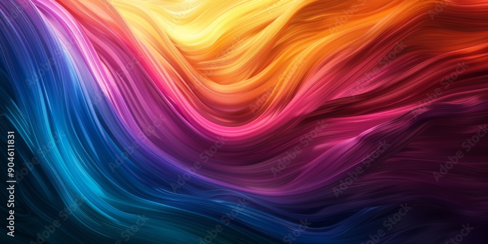Poster vibrant abstract waves with a spectrum of colors flowing dynamically and creating a mesmerizing effe