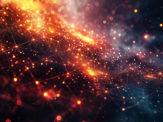 Obraz premium Abstract digital network with glowing nodes and lines