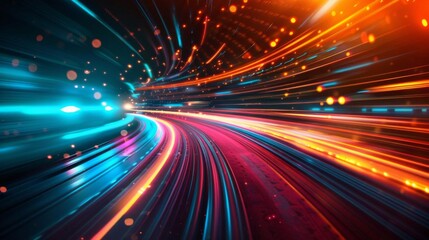 Abstract motion blur with vibrant colors, representing speed, energy, and futuristic concepts.