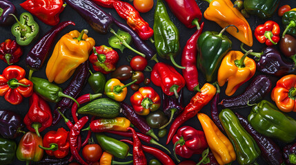 Colorful variety of fresh peppers