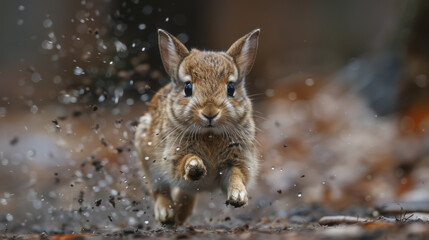 Fototapeta premium Angry Bunny with Fierce Expression