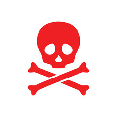 red skull and bones pirate symbol warning sign danger sign poison sign