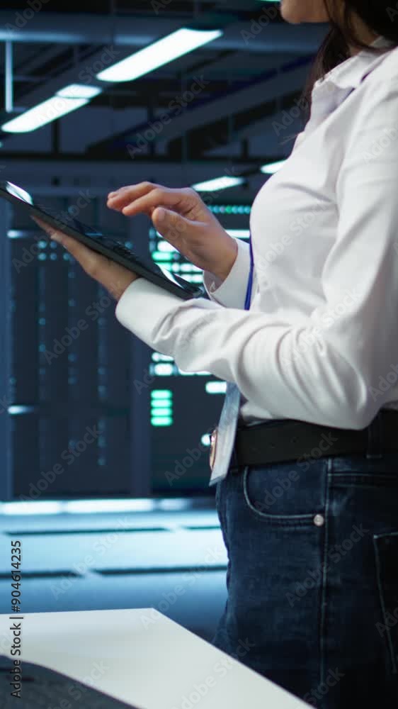 Poster vertical video data center computer scientist designing, implementing and managing infrastructure to