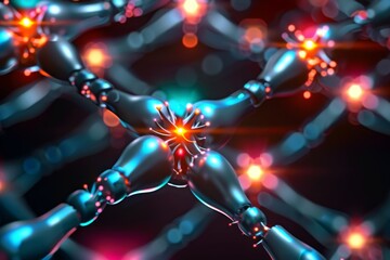 Pink robotic face with intricate brain circuitry and flower adornments in a surreal, whimsical scene