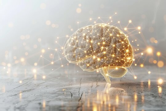 Sparkling brain under rain represents resilience and the power of human cognition under pressure.