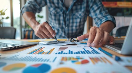 Obraz premium Create a social media graphic on key financial metrics for business managers front view to promote financial literacy digital tone Triadic Color Scheme