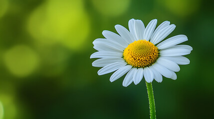 Obraz premium Single daisy flower blooming in spring with green background