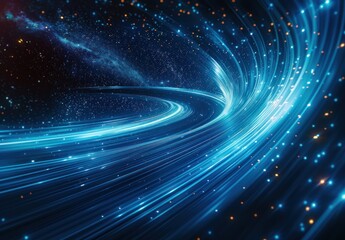 Obraz premium Abstract Cosmic Swirl with Blue Lines and Stars