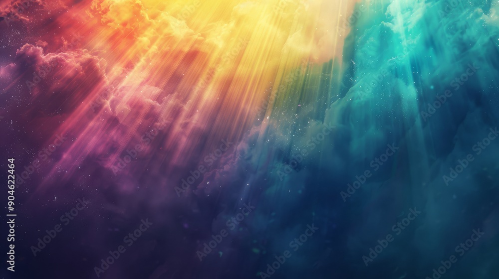 Aufkleber vibrant abstract colorful light rays and clouds background with ethereal atmosphere