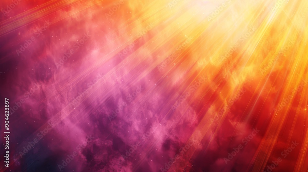 Poster vibrant light rays through abstract cloudy sky, creating stunning scene of brightness and warmth