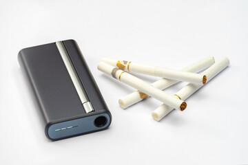 Heat not burn type(HNB) Electronic cigarette heater device with group of cigarettes, it's hybrid cigarette smoking device