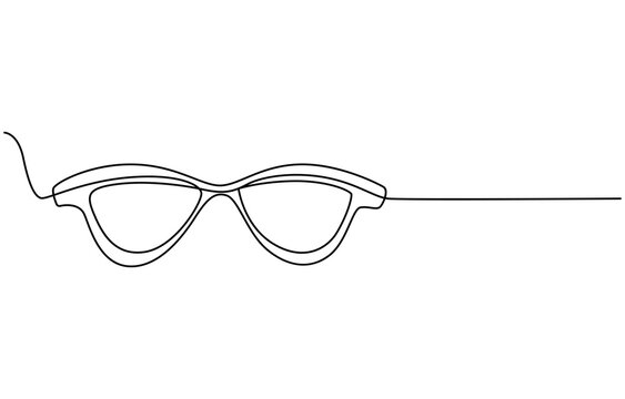 Glasses icon line continuous drawing vector. One line eyeglasses icon vector background. Eyeglasses icon. Continuous outline of a Glasses, Glasses in continuous line art drawing style. Eyeglasses.