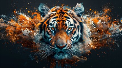 Fototapeta premium Tiger Portrait with Abstract Background