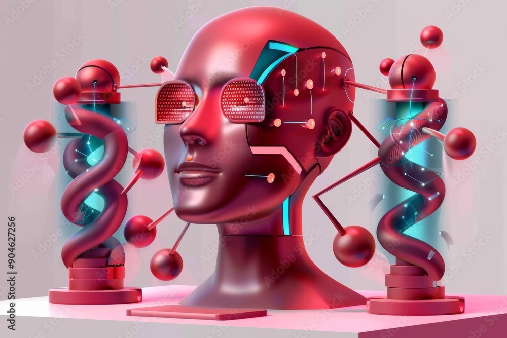 Poster vibrant brain encased in glass with dynamic neural activity, symbolizing the fragility and complexit