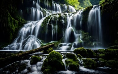 Cascading Waterfall in Greenery