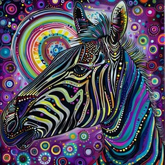 Obraz premium An abstract surreal illustration of a zebra in vibrant colors.