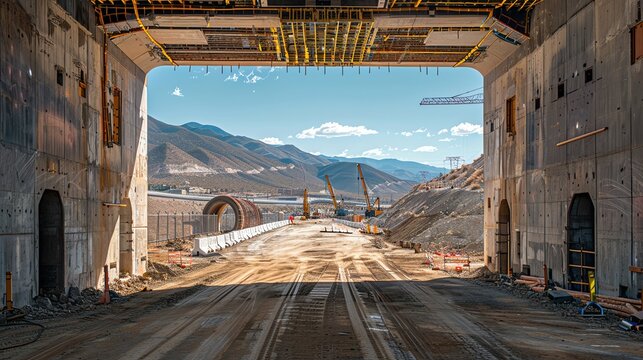 Hyperloop transportation system construction site,