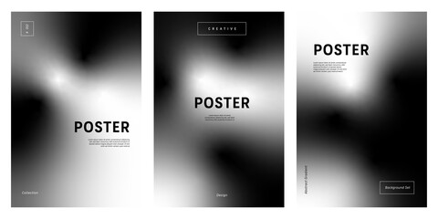 Minimal monochrome background set blending black and white for abstract modern poster template design