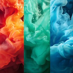 Red, Green, and Blue Ink in Water