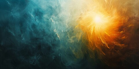 Vibrant Abstract Swirl of Teal and Orange Light, fusion of color and light with a dynamic vibe