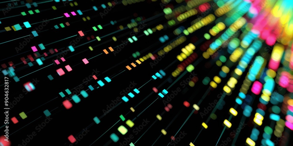 Poster the digital streams of colorful light and information create an abstract cyber data flow