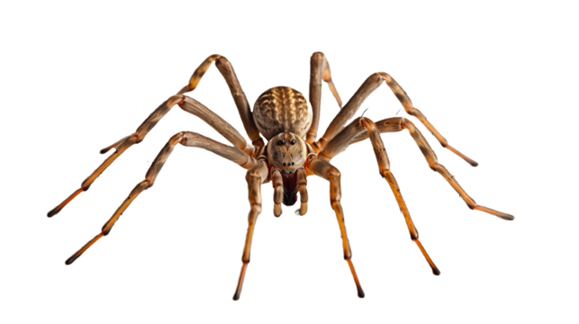 A large spider is standing on a white background