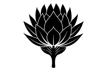 
king protea flower vector silhouette, vector black king protea silhouette, king protea flower icon
