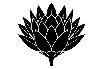 
king protea flower vector silhouette, vector black king protea silhouette, king protea flower icon

