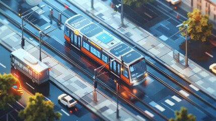 An AI-based app interface for public transportation, showing real-time updates and optimal routes for commuters.