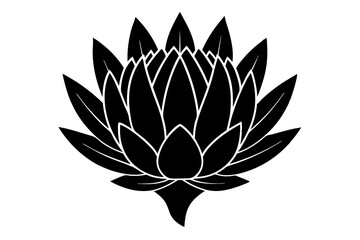 
king protea flower vector silhouette, vector black king protea silhouette, king protea flower icon
