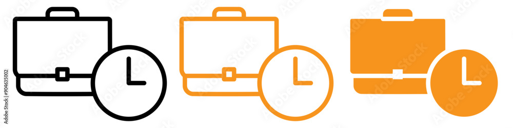Poster briefcase with clock icon for business and time management tools