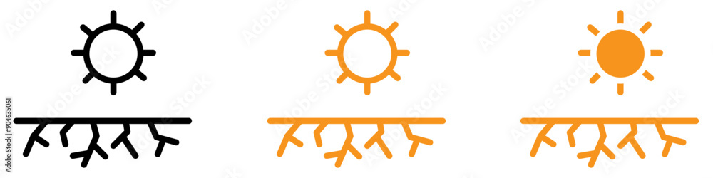Poster critical drought icon for environmental and climate change graphics highlighting water scarcity and 