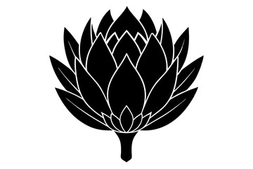 
king protea flower vector silhouette, vector black king protea silhouette, king protea flower icon

