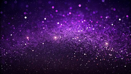 Dark purple glitter sparkle confetti abstract background and invite for Halloween night, Mardi Gras, birthday party, club, or Christmas