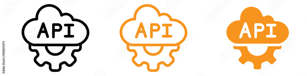 Poster Cloud API Icon Illustrating Cloud Computing Technologies, API Integration Services, and Data Storage Solutions for IT Companies