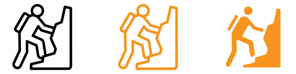 Climbing Icon Depicting Outdoor Adventure Activities, Mountain Climbing, and Rock Climbing Sports for Enthusiasts and Sports Gear